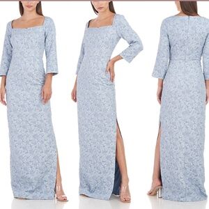 NWT $278 JS Collections Remi Sweetheart Column Gown Slate - size 4